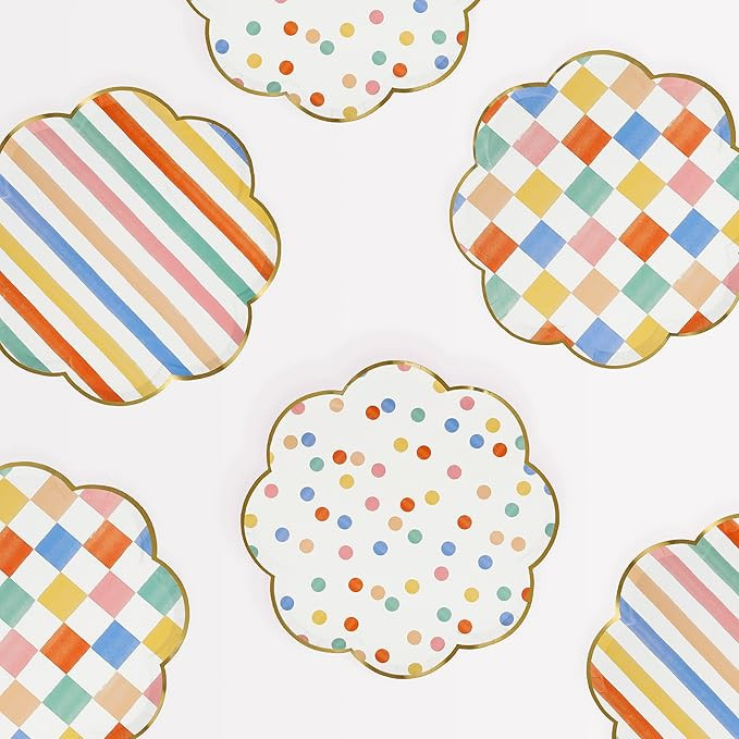 Paper Party Plates, Pack of 8 Scalloped-Edge Disposable Plates in a Range of Fun, Bright Patterns... | Amazon (US)