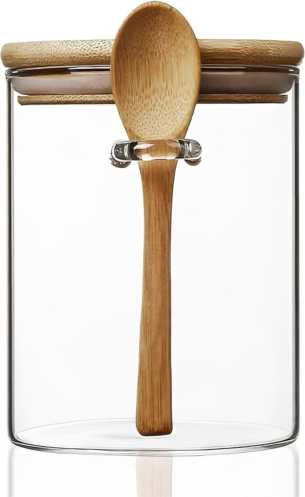 15 oz/450 ml Glass Storage Canister with with Airtight Lid, Cute Clear Decorative Container Jar w... | Amazon (US)