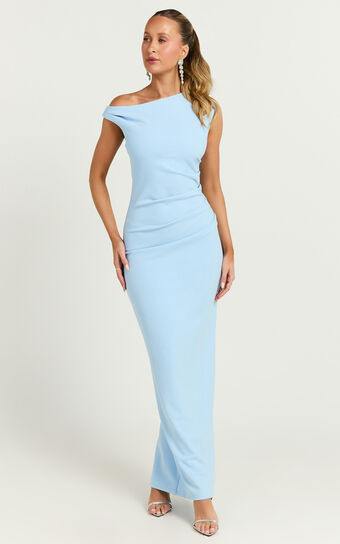 Genie Maxi Dress - Off The Shoulder Dress in Baby Blue | Showpo (US, UK & Europe)
