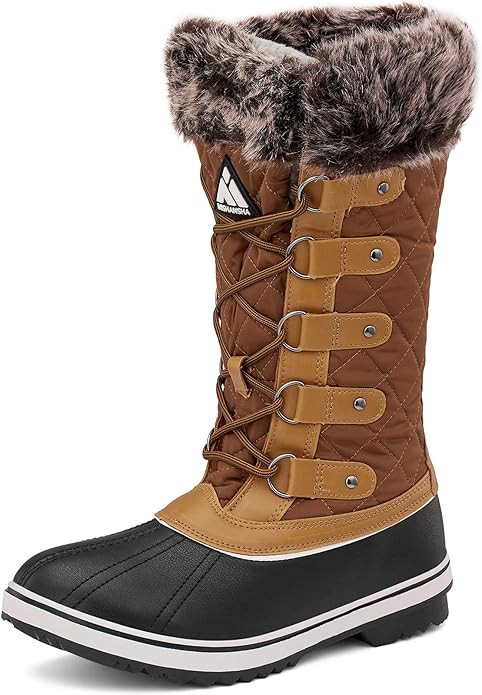 Women's Mid Calf Winter Snow Boots Waterproof Outdoor Cold Weather Insulated Boot Warm Lined Non ... | Amazon (US)