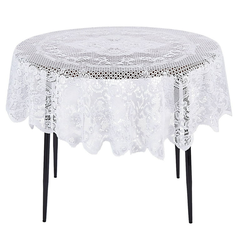 59 Inch Round White Lace Tablecloth, Elegant Table Cover for Wedding Reception and Vintage-Style ... | Walmart (US)