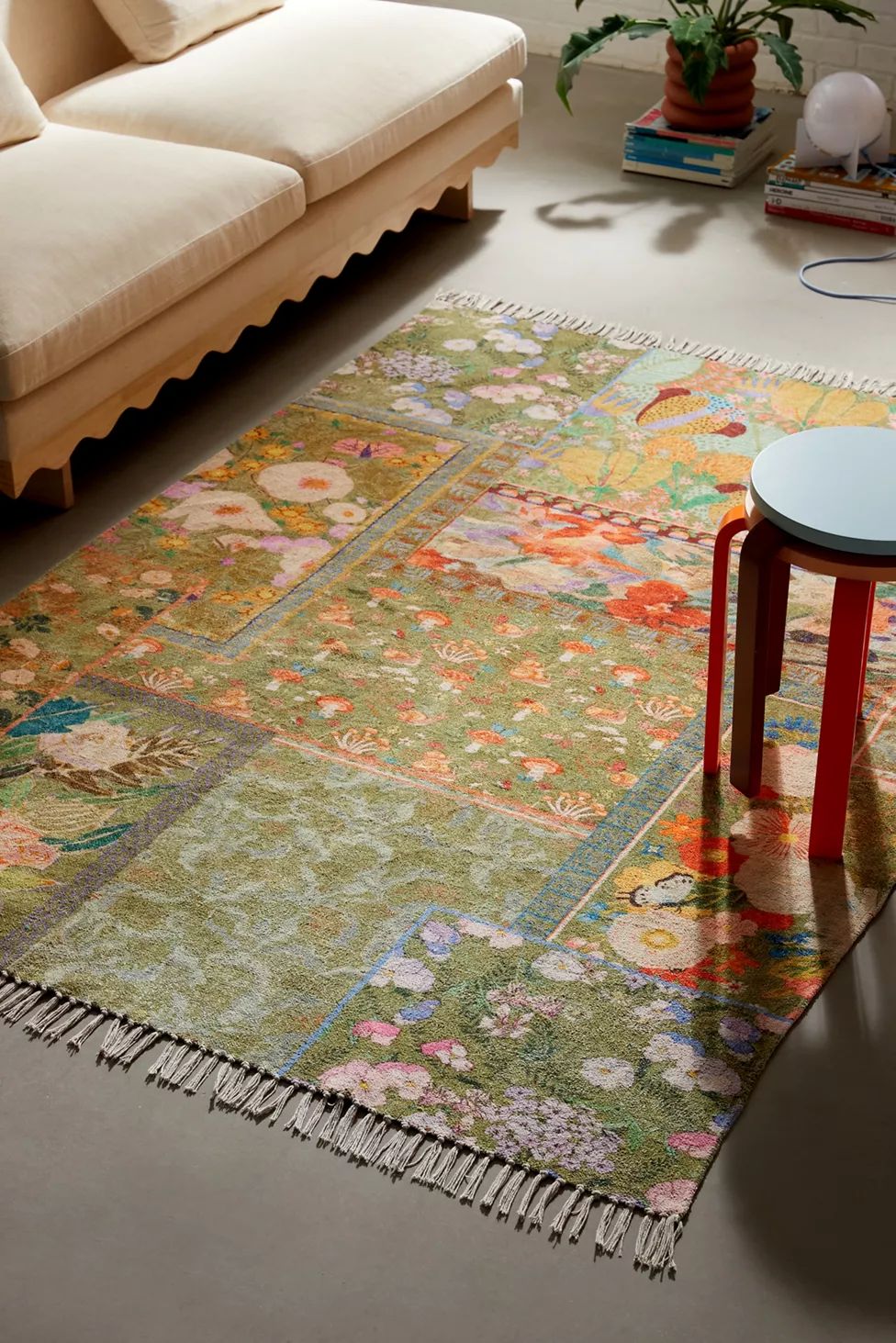 Colorful Floral Digital Printed Chenille Rug | Urban Outfitters (US and RoW)