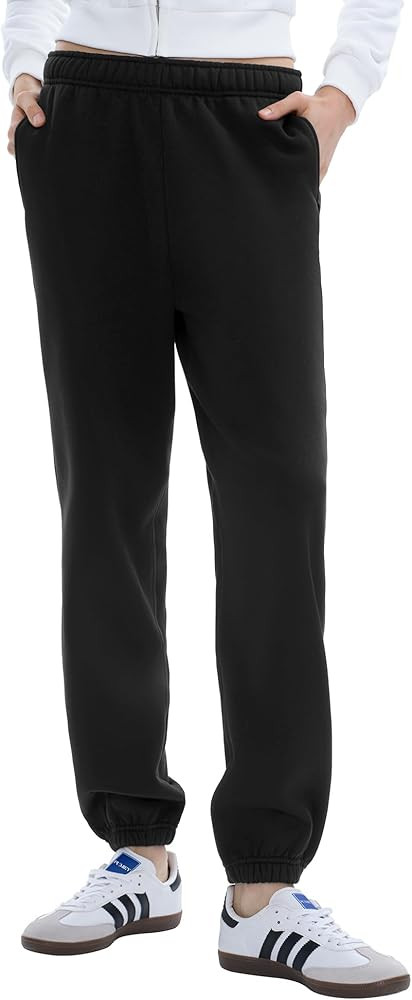 PUMIEY Women’s High Waisted Sweatpants Fleece Baggy Sweat Pants Y2K Lounge Joggers Pants Three-... | Amazon (US)