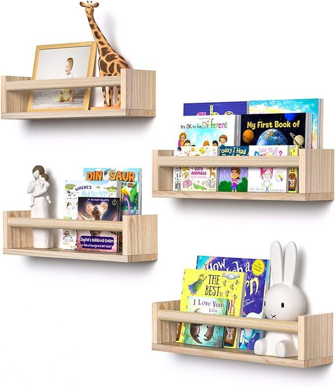 Book Shelf for Wall,Nursery Book Shelves Set of 4,Kids Book Shelf Perfect for Bedroom, Livingroom... | Amazon (US)