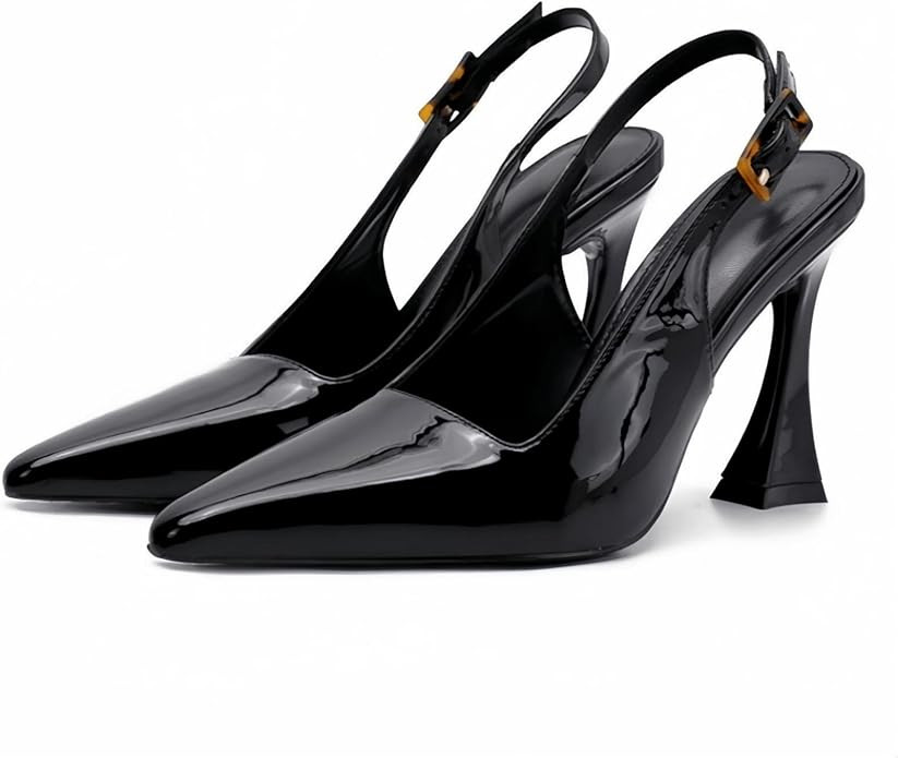 Leopard Buckle Slingback Stiletto High Heeled Sandals for Women,Women’s Classic Patent Leather ... | Amazon (US)
