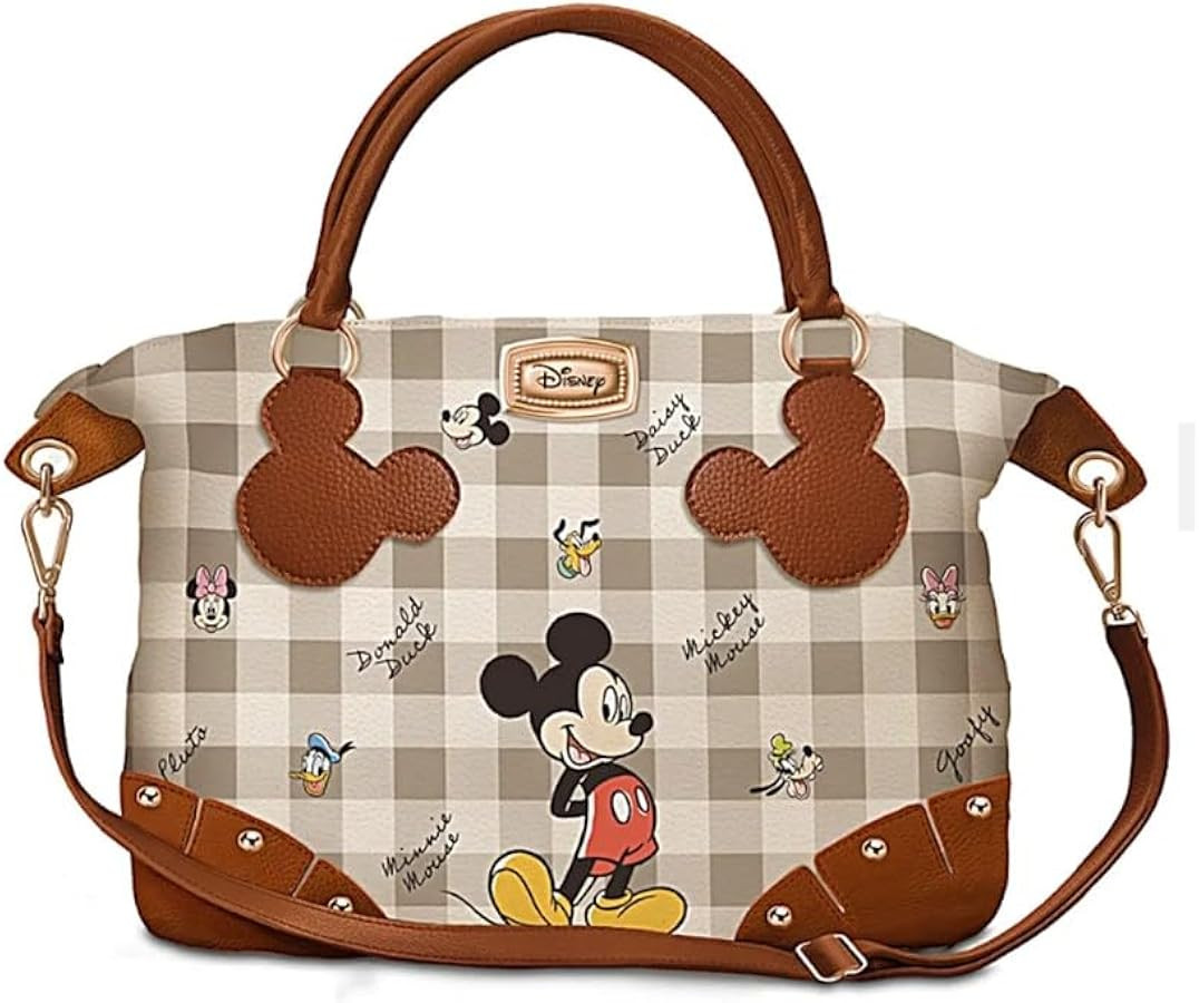 Disney Mickey Mouse And Friends Plaid Faux Leather Tote Bag | Amazon (US)