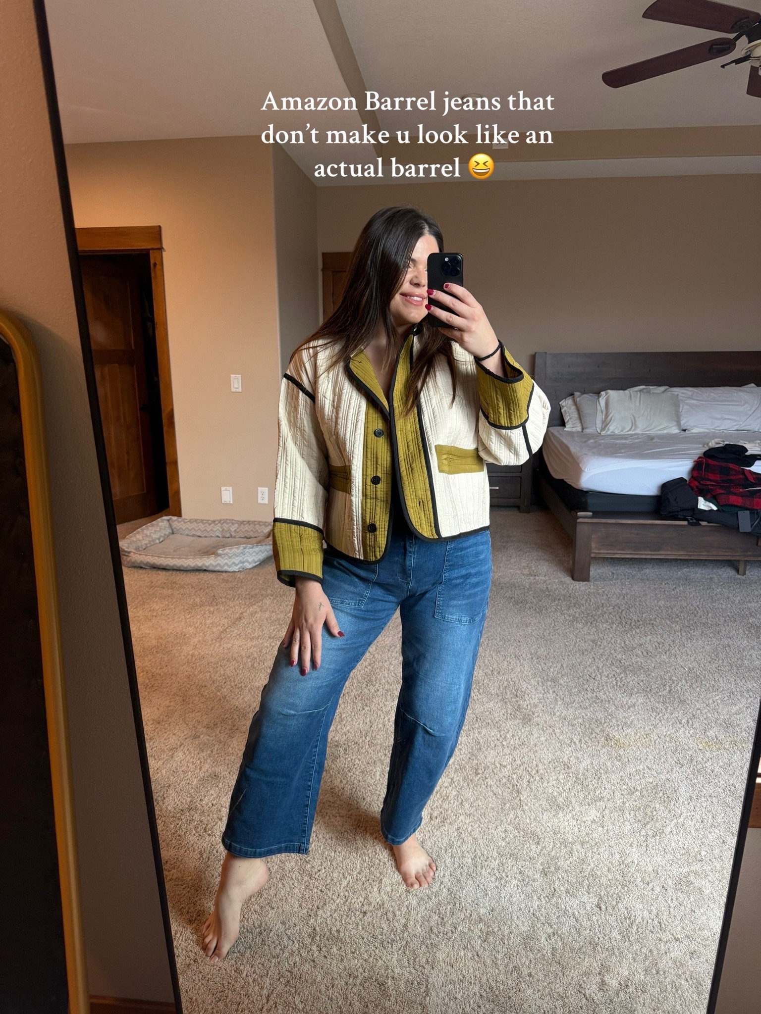 Amazon fall outfit! These barrel jeans are really stretchy and a fit like a size 12. Wearing a size XL in the jacket, it’s a lightweight quilted material and would be perfect for the transition from fall to winter. 

Mom outfit, Amazon outfit, comfy outfit, teacher outfit, Thanksgiving outfit

#LTKMidsize #LTKFindsUnder50 #LTKStyleTip