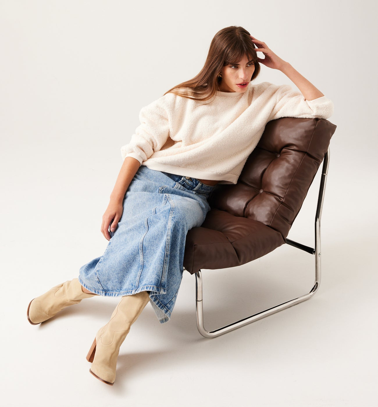 Sweat-shirt bouclettes Femme - Ecru | Promod (FR)