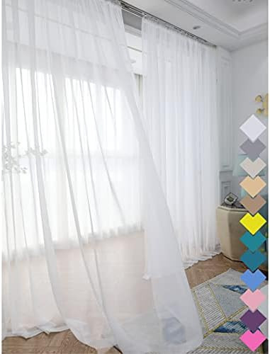 Amazon.com: Window White Sheer Curtains 84 Inches Long 2 Panels Sheer White Curtains Clear Curtai... | Amazon (US)