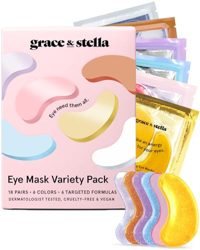 grace & stella Under Eye Mask Variety Pack - 18 Pairs of Under Eye Patches for Dark Circles - With 6 Colors (3 Pairs/Color) - Gel Masks Puffy Eyes for Women - Vegan Cruelty Free Bridesmaid Gifts | Amazon (US)