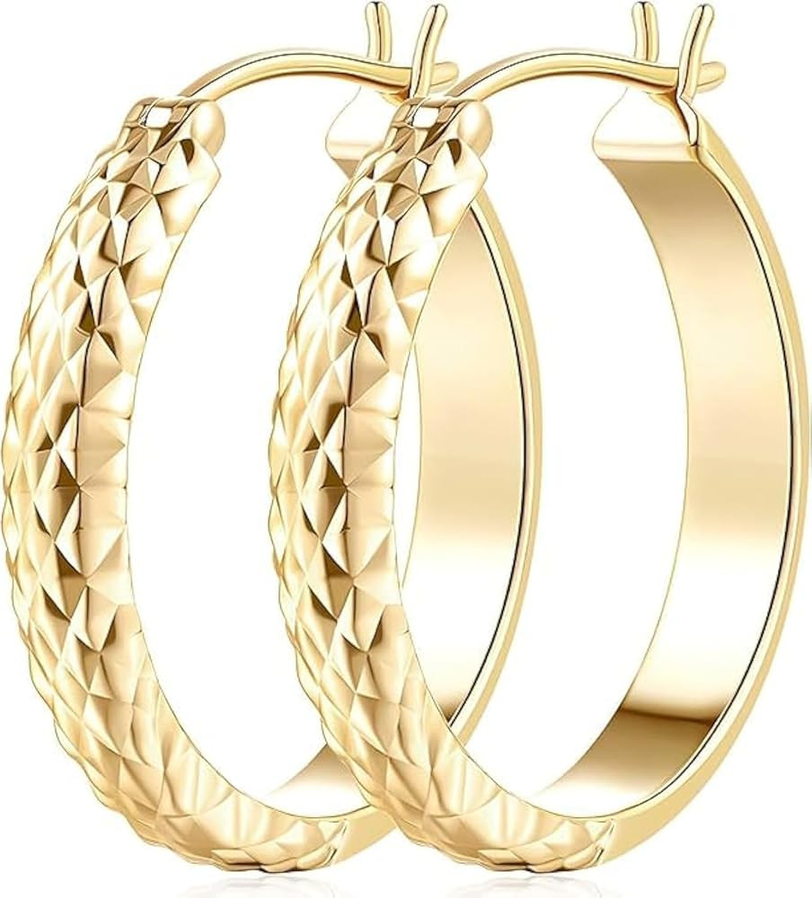 14K Gold Hoop Earrings for Women Gold Earrings for Women Trendy 14 Karat Gold Hoop Earring for Wo... | Amazon (US)