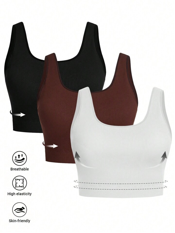 Yoga Basic Plus Size Solid Color High Elasticity Sports Bra | SHEIN