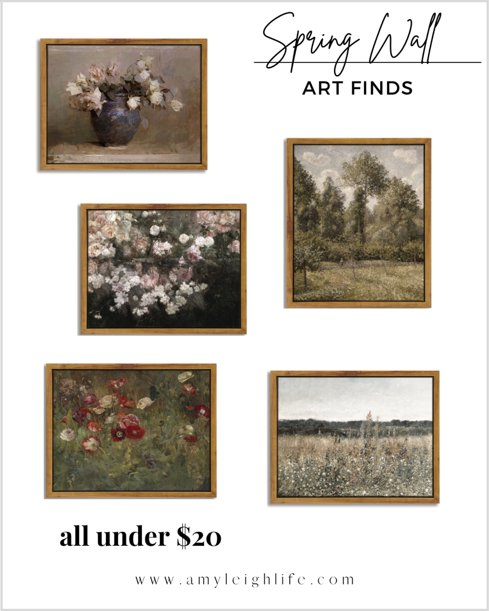 Framed wall art finds for spring. These little framed canvas prints are so pretty and definitely budget friendly. They are all under $20! The 8x10 is pretty small, but it’s a great size for decorating a shelf or propping up against a mirror. (I have one sitting on an easel and it rotates between my living room shelf and kitchen counter). 

Wall art living room, small wall art, framed wall art, canvas wall art, neutral wall art, amazon wall art, neutral decor, neutral home, amazon home, amazon home decor, amazon deals, found it on amazon, amazon finds, landscape art, landscape wall art, small framed art, shelf decor, bathroom shelf decor, floating shelf decor, kitchen shelf decor, kitchen wall art, wall art kitchen, kitchen counter decor, amazon shelf decor, office shelf decor, built in decor, builtin decor, book shelf decor, bookshelf decor, living room shelf decor, living room decor ideas, shelf styling items, shelf styling tips, cabinet decor, dining table decor, butlers pantry decor, kitchen island decor, kitchen island styling tips, budget friendly home decor, budget friendly wall art, wall art finds, spring decor, summer decor, summer 2023, hostess gifts, gift ideas, budget friendly gift ideas, Amy leigh life, home decor tips, home decor on budget, home decor living room, home decor amazon, home decor 2023, home decor bedroom, entryway decor, entry way decor, entryway table decor, spring decor finds

#amyleighlife
#art

#LTKunder50 #LTKhome #LTKFind