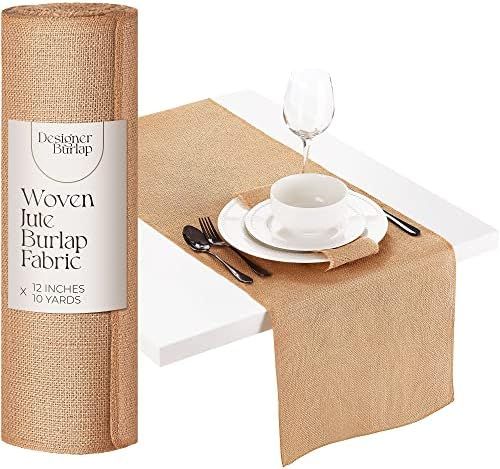 Designer Burlap Table Runner - For Farmhouse-Style Dining Room - Woven Jute Fabric Placemats or C... | Amazon (US)
