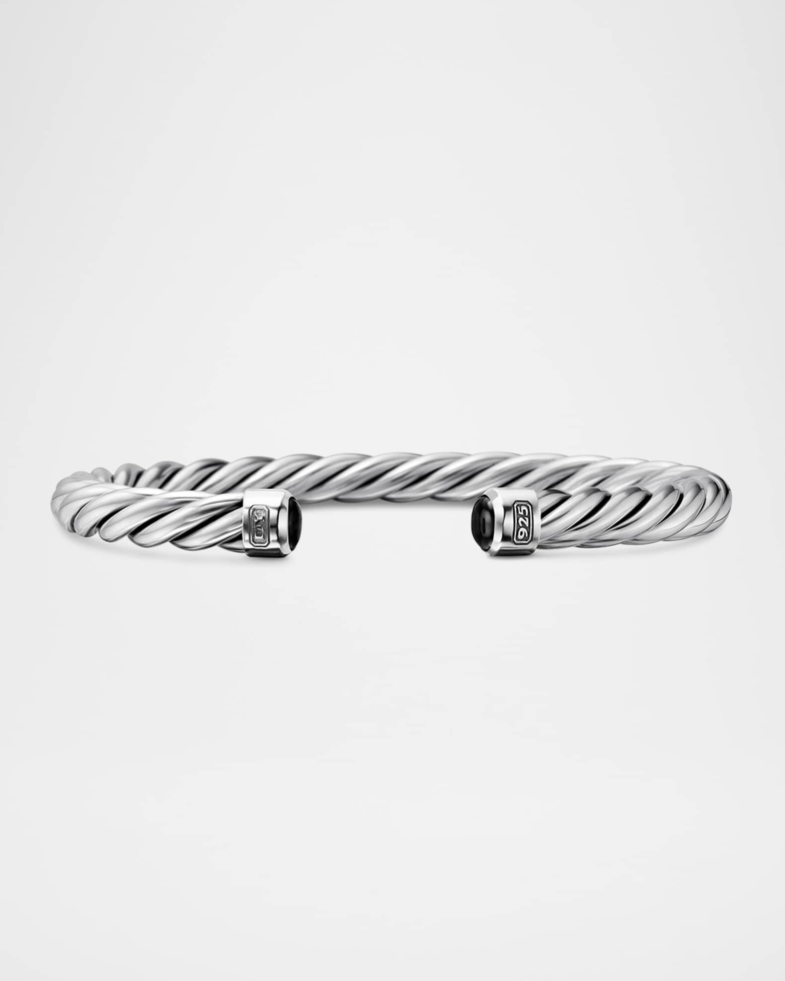 Men's Cable Cuff Bracelet in Silver, 6mm | Neiman Marcus