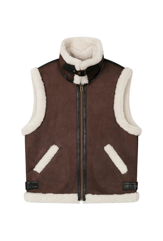 Camilla Shearling Vest Jacket - Chocolate | Petite Studio NYC