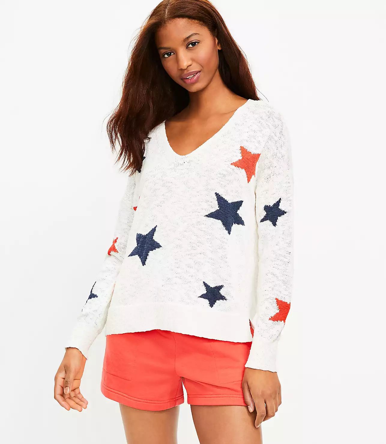 Lou & Grey Star V-Neck Sweater | LOFT