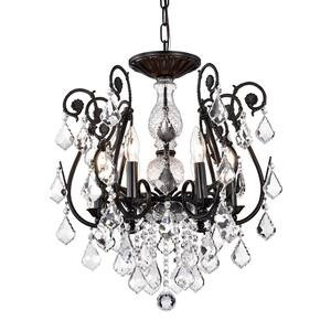 Veronica Glam 6-Light Antique Black Candlestick Crystal Chandelier Wrought Iron Ceiling Light Fixtur | The Home Depot