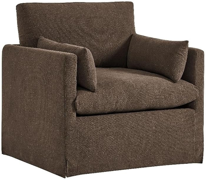 Modway Wellfleet Linen-Blend Slipcovered Armchair in Cocoa \u2013 Upholstered Fabric Accent Chair... | Amazon (US)