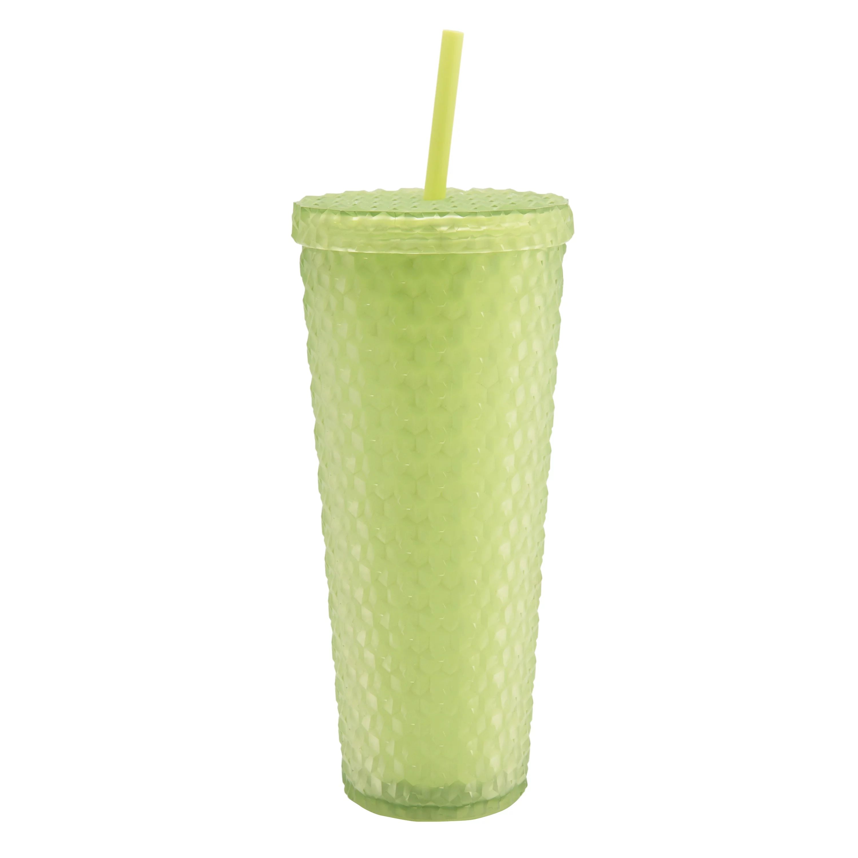 Mainstays 26-Ounce Acrylic Matte Textured Tumbler with Straw, Green | Walmart (US)