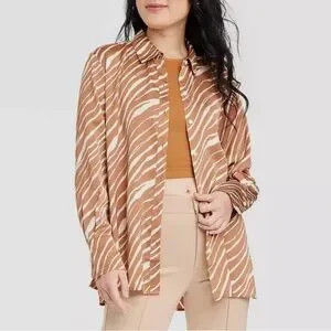 A New Day Zebra Long Sleeve Button Down Shirt | Poshmark