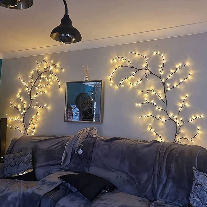Lighted Willow Vine - 9.2 FT, 160LED, White, Christmas, Artificial Plant, Wall Decor, Table Cente... | Amazon (US)