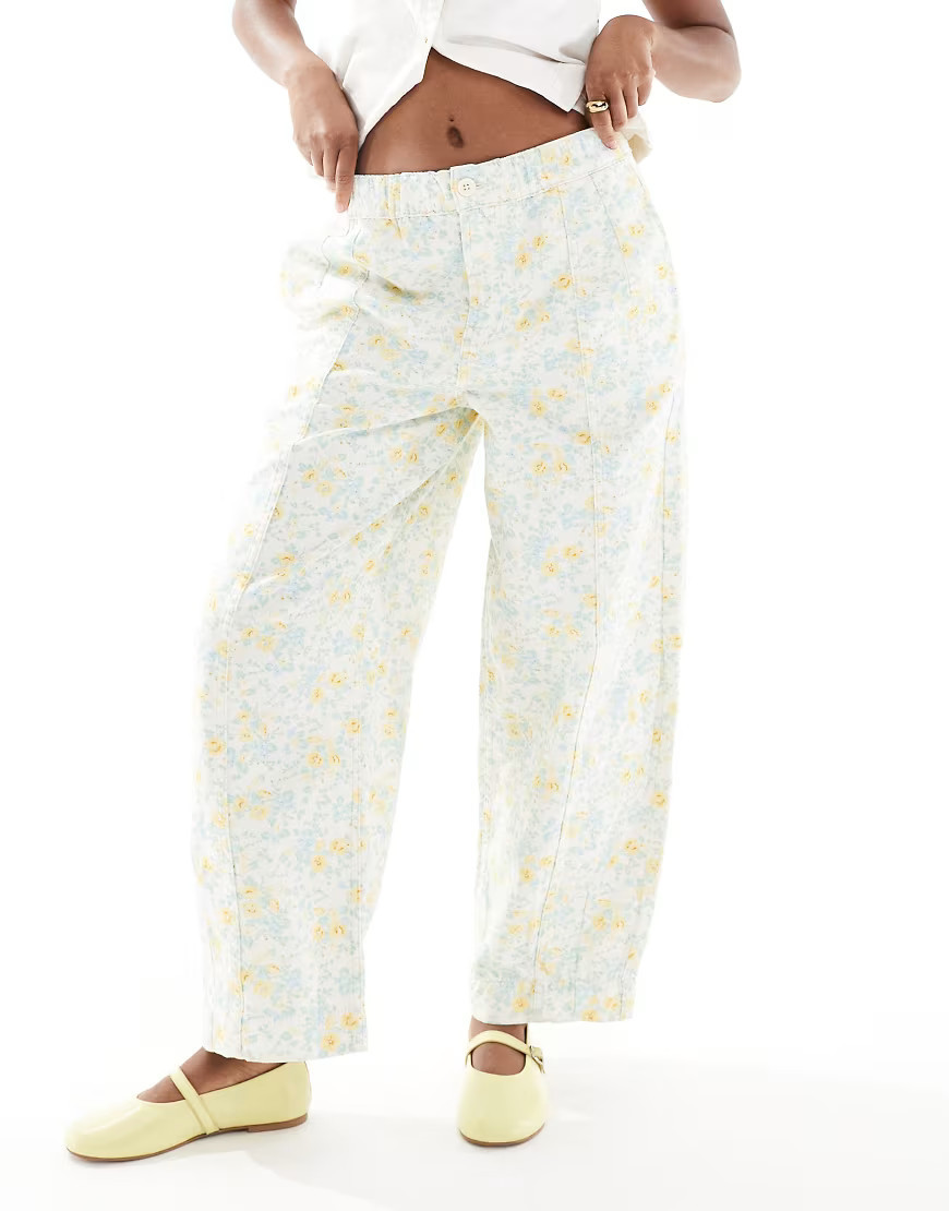 ASOS DESIGN pull on barrel pants in washed floral print-Multi | ASOS (Global)
