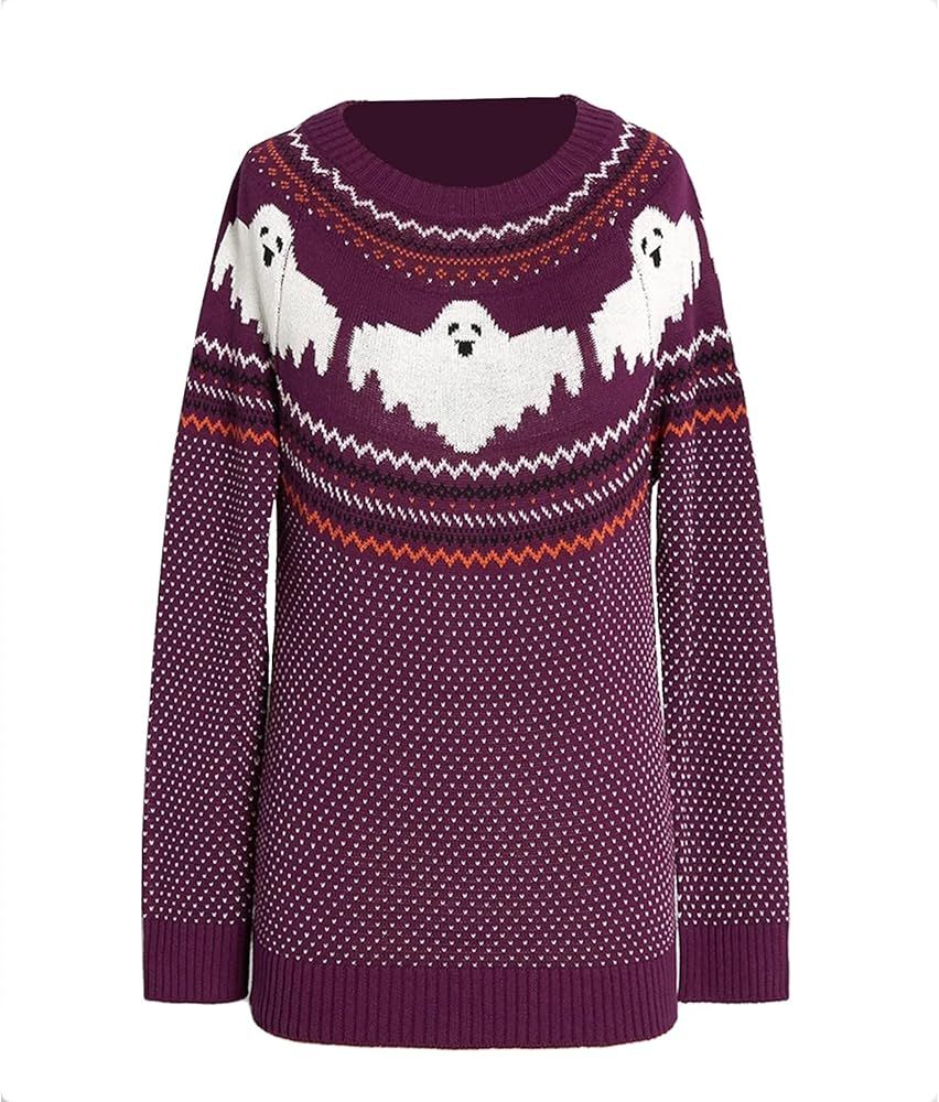 YEMOCILE Knitted Sweater for Women With Cute Ghost Pattern Gothic Streetwear with Long Sleeves fo... | Amazon (US)