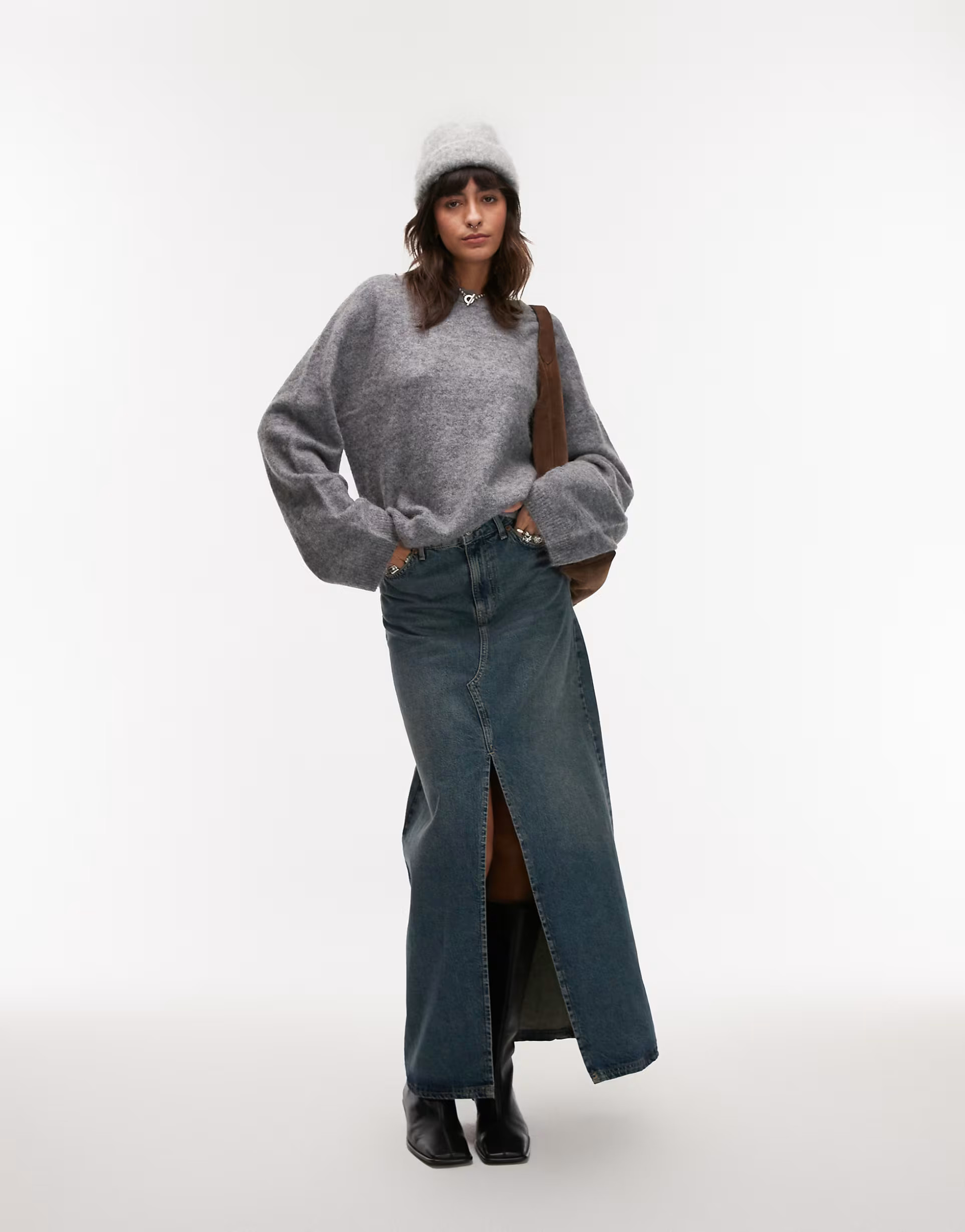 ARKET super soft alpaca wool blend relaxed sweater in grey | ASOS | ASOS (Global)