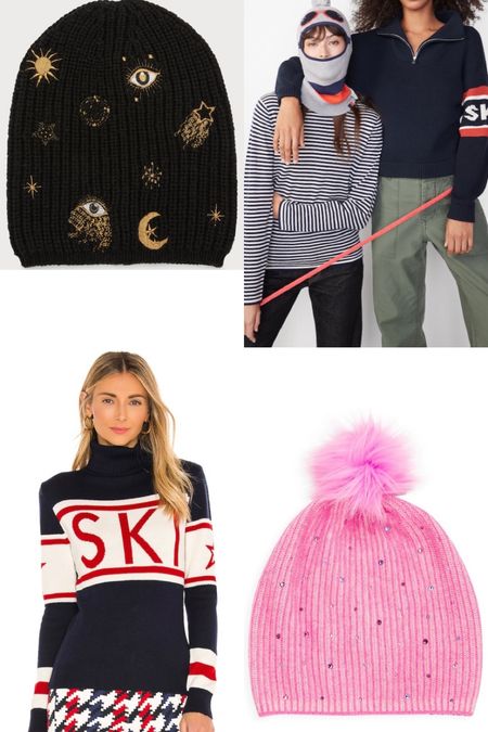 Gift Guide For Her! This holiday season, we recommend gifting this celestial embroidered ribbed merino wool Carolyn Rowan x Stephanie Gottleib beanie, KULE quarter zip navy sweater, Perfect Moment ski sweater or Carolyn Rowan x Stephanie Gottleib pink rib-knit beanie with a pom-pom and crystal embellishments. #giftguide #giftguideforher #beanie #cashmere #sweater 

#LTKSeasonal #LTKHoliday #LTKGiftGuide