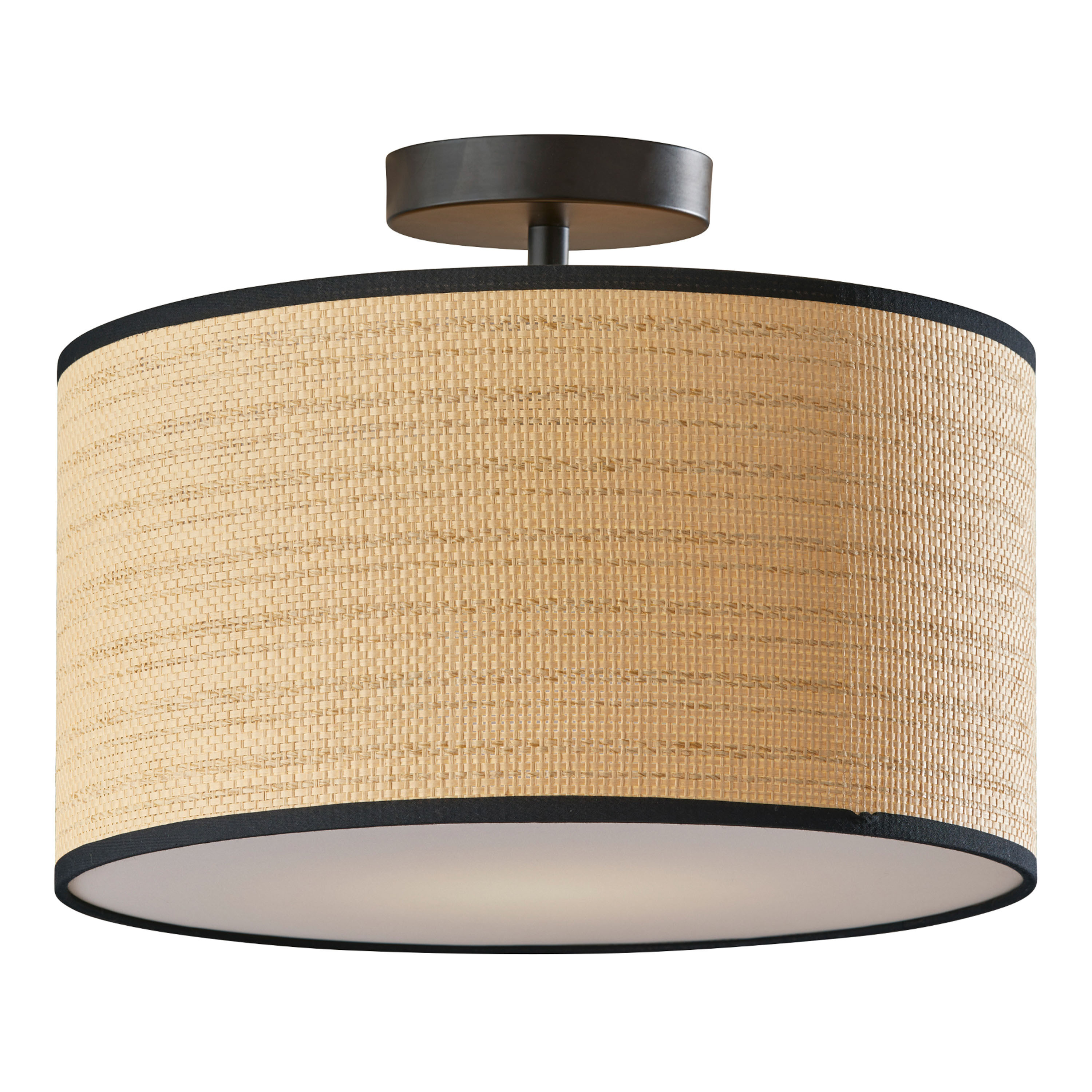 Landor Natural Woven Drum Semi Flush Mount Ceiling Light | World Market