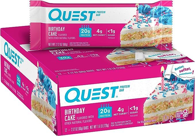 Quest Nutrition Birthday Cake Protein Bars, High Protein, Low Carb, Gluten Free, Keto Friendly, 1... | Amazon (US)