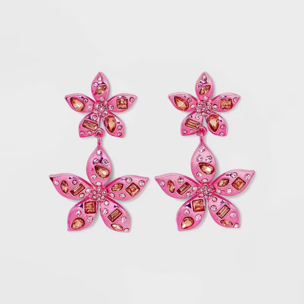 SUGARFIX by BaubleBar Stacked Metallic Flower Drop Earrings | Target