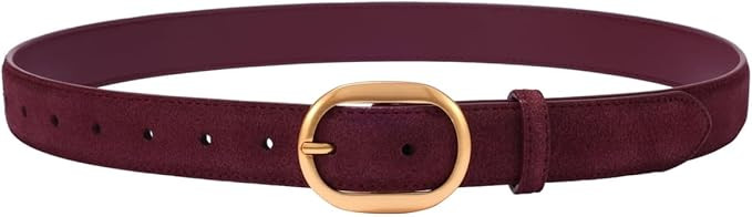 Womens Leather Suede Belt Brown Waist Belt for Casual Dress Jeans Ladies Genuine Leather Gold Buc... | Amazon (US)