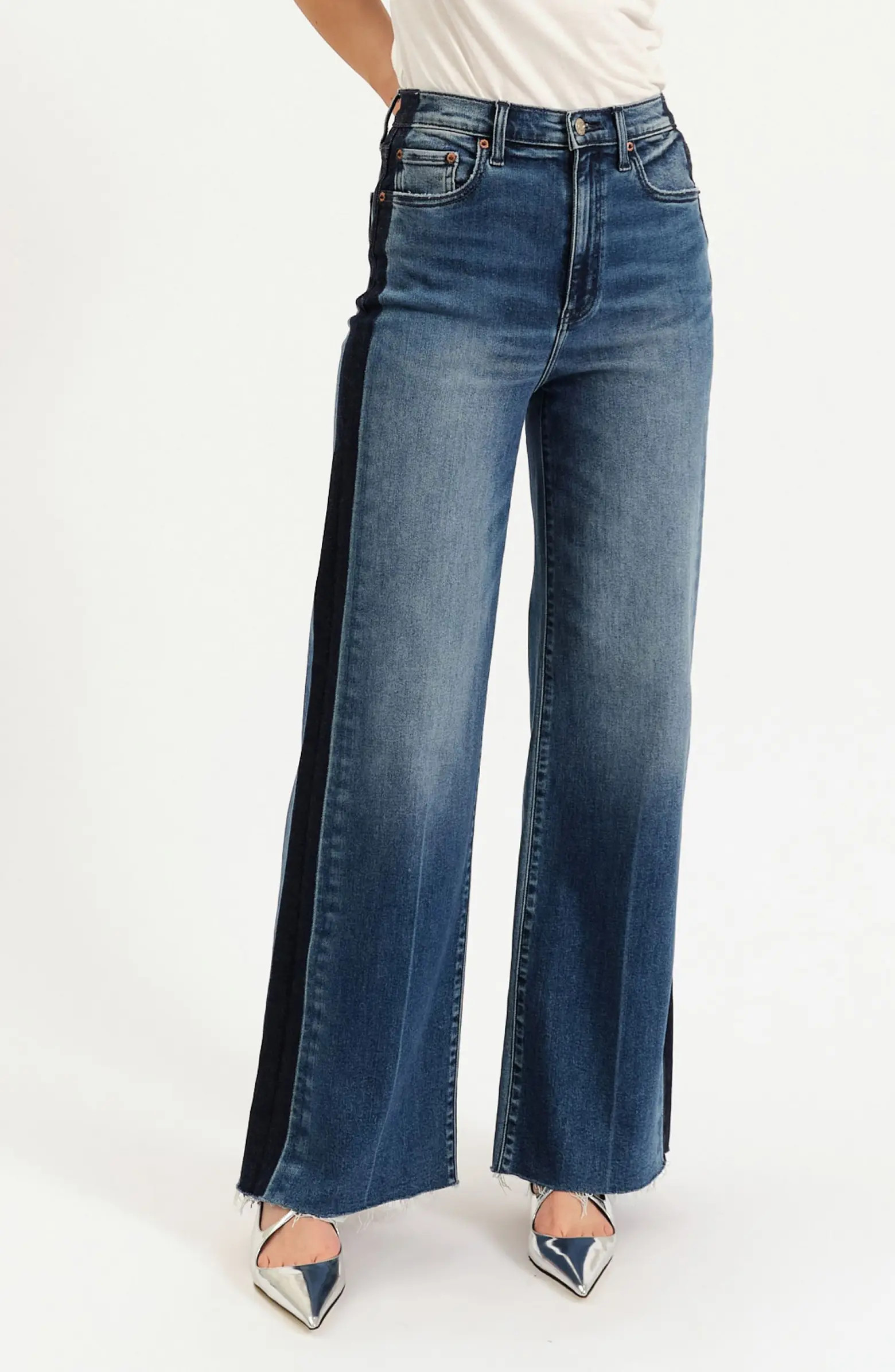 Far Out High Waist Raw Hem Wide Leg Jeans | Nordstrom