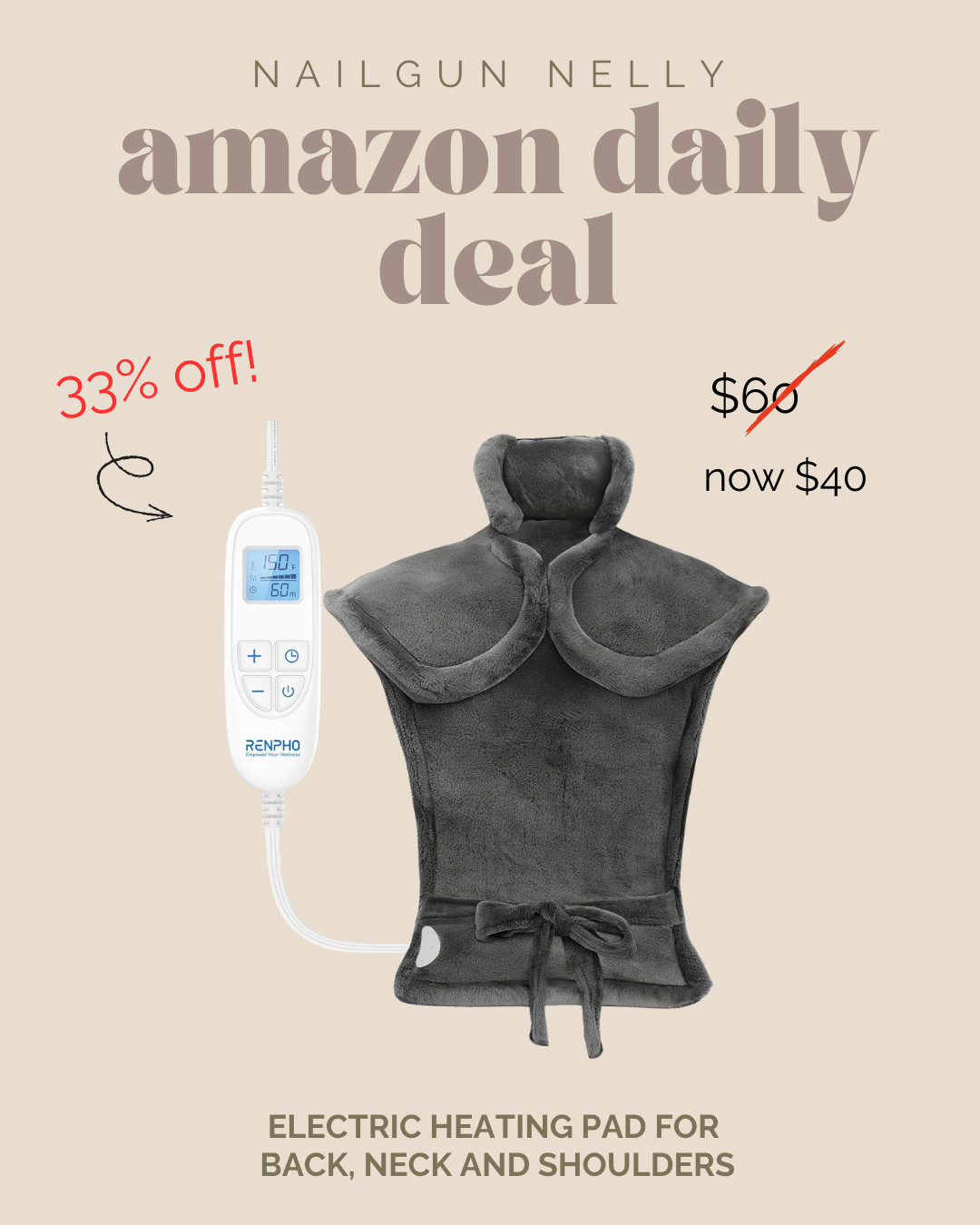 Amazon Deal of the Day! - Electric heating pad for back, neck, and shoulders.  

 #LTKselfcare #LTKActive #LTKSaleAlert