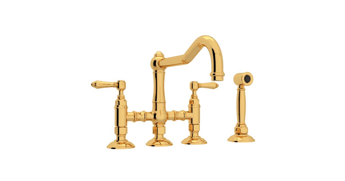 Rohl Acqui Bridge Kitchen Faucet With Side SprayModel:A1458LMWSIB-2from the Acqui Collection | Build.com, Inc.