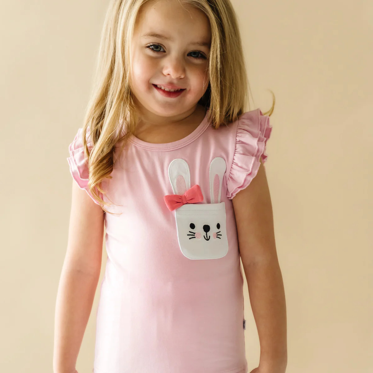 Petal Bunny Rabbit Flutter Sleeve Pocket Graphic Tee | Little Sleepies