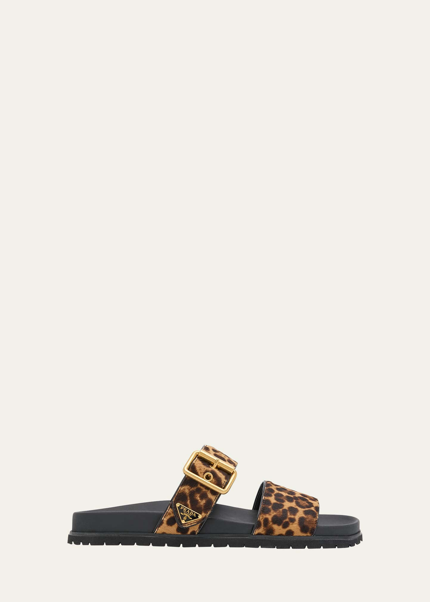 Prada Leopard Buckle Sporty Slide Sandals | Bergdorf Goodman