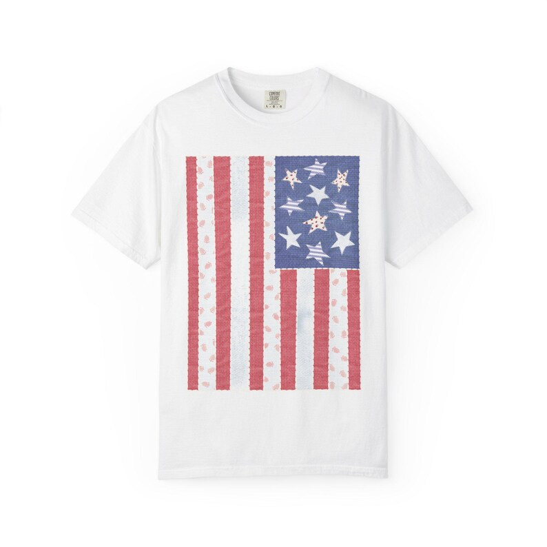 Americana Quilt Comfort Colors T-shirt | Hand-drawn Quilted American Flag Tee | Freedom USA Shirt... | Etsy (US)