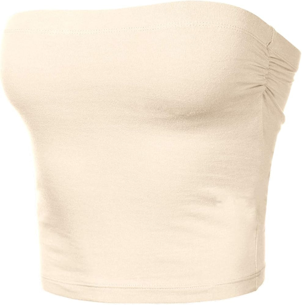 Women's Tube Crop Tops Strapless Cute Sexy Cotton Tops | Amazon (US)