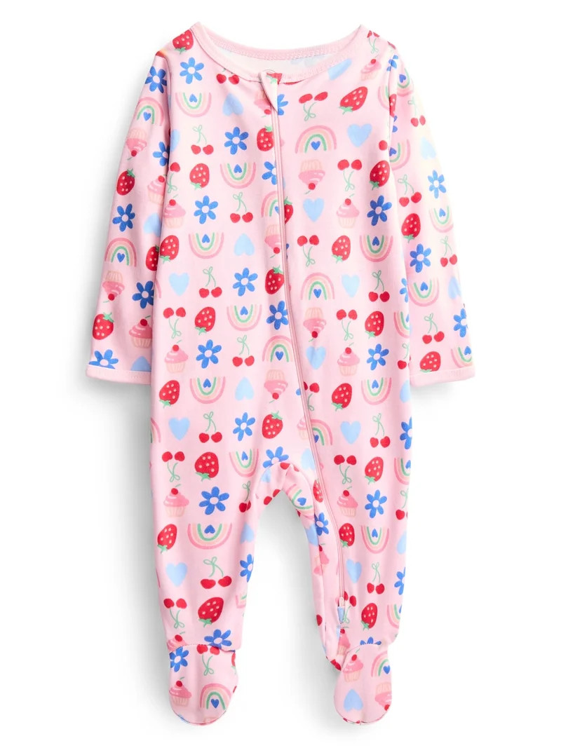 Wonder Nation Baby Boys or Girls Zip Front Footed Pajamas, Sizes Preemieie-6/9 Months | Walmart (US)