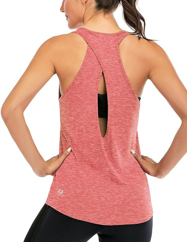 ICTIVE Womens Cross Backless Workout Tops for Women Racerback Tank Tops Open Back Running Muscle ... | Amazon (US)