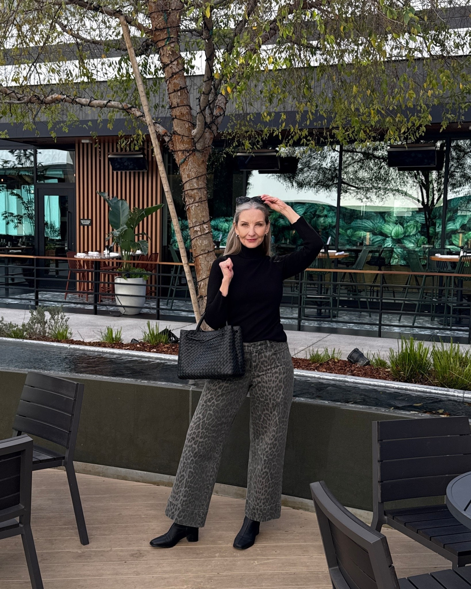 These Vine Leaf Leopard print jeans are surprisingly flattering! Size down one size. Stretch leather boots are super comfortable for a day at the mall! #leopardjeans #greenleopard #fitiseverything #stretchjeans #stretchboots #styleover50 #edgyover40

#LTKOver40 #LTKootd #LTKMidsize