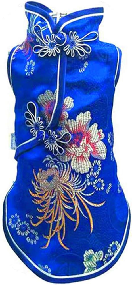 Yu-Xiang Pet Costume Tang Suit Dog Cheongsam Satin Clothes Chinese Style Clothing for Dogs Pet Sk... | Amazon (US)