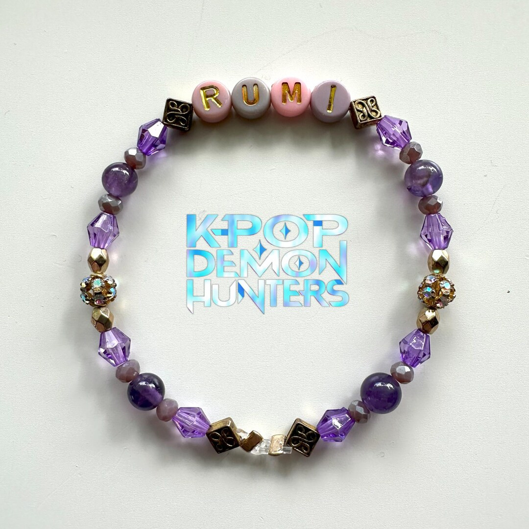 KPOP Demon Hunters - RUMI Beaded Bracelet - Purple, Pink, & Gold - Etsy | Etsy (US)