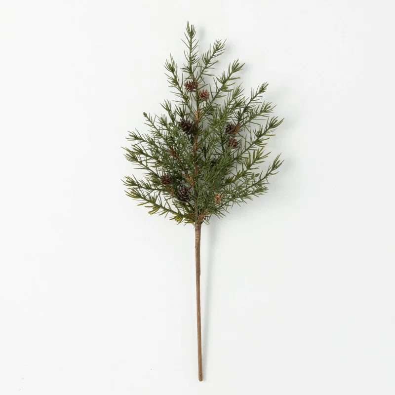 21" Artificial Cedar Pine Pinecone Christmas Pick, Green | Wayfair North America
