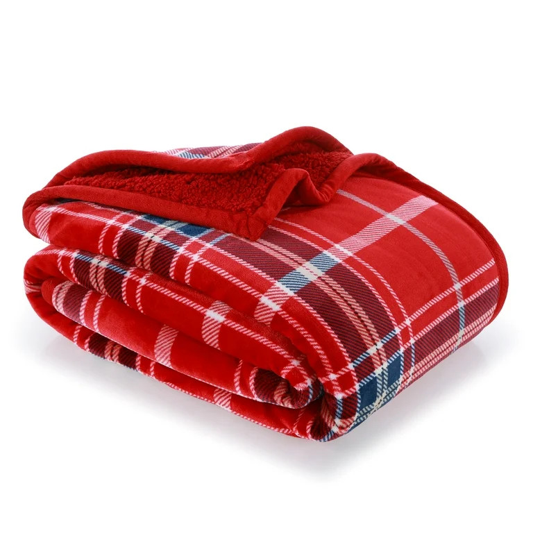 Better Homes & Gardens Reverse Faux Shearling Throw, Red Plaid, 50" x 60" | Walmart (US)
