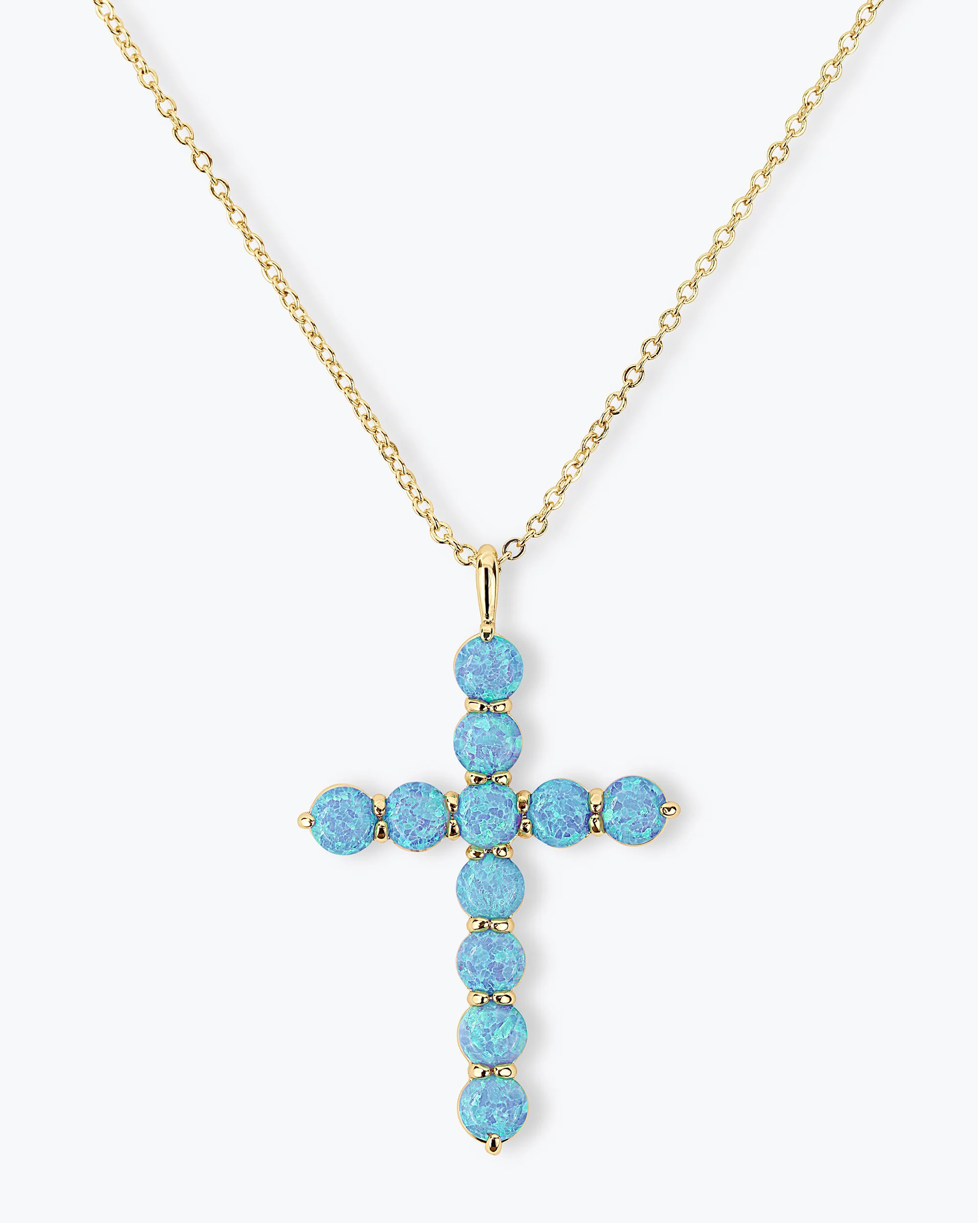 Oh She Fancy"" Cross Pendant - Gold|Blue Opal | Melinda Maria Jewelry