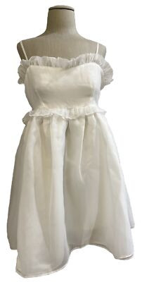 Baby Doll Boho Mini Dress Off White Sz Med. Bridal Shower Ruffle NWT | eBay US